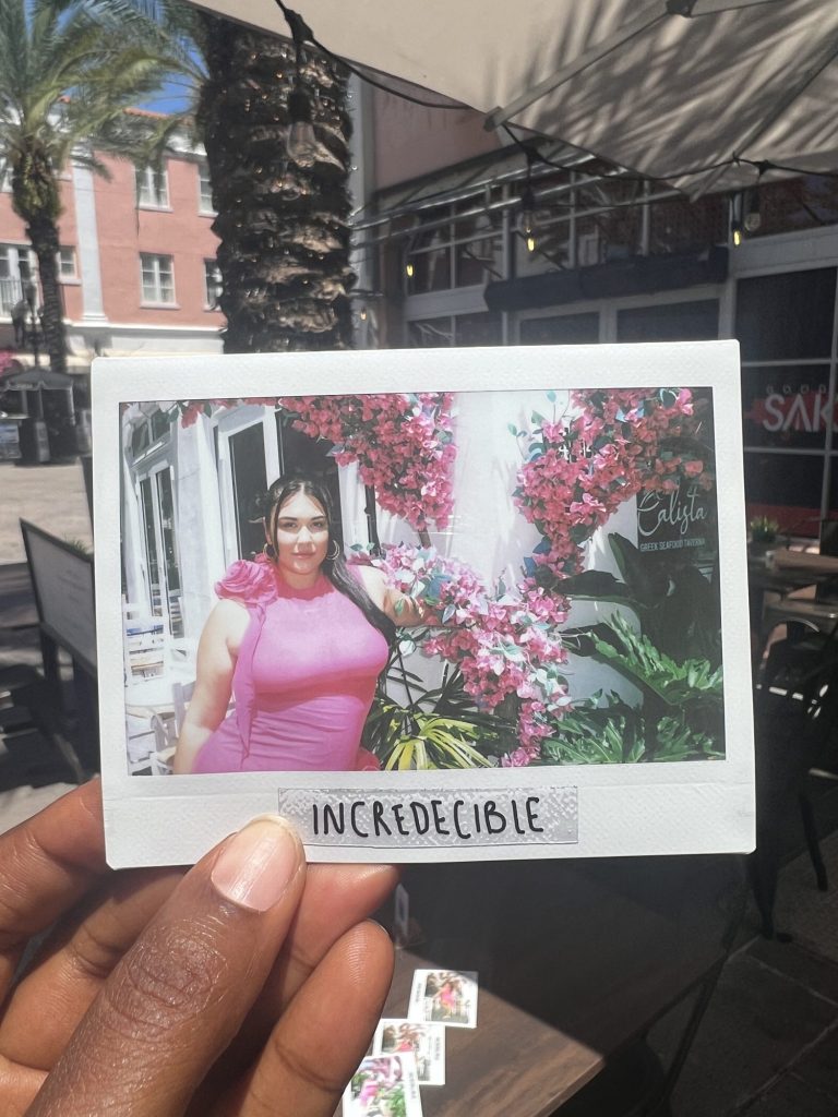 Polaroid photo session for a curvy fashion influencer by Incredecible, Miami