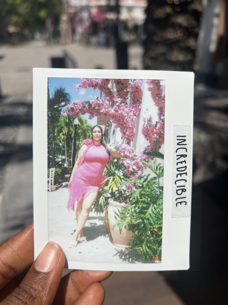 Polaroid photo session for a curvy fashion influencer by Incredecible, Miami